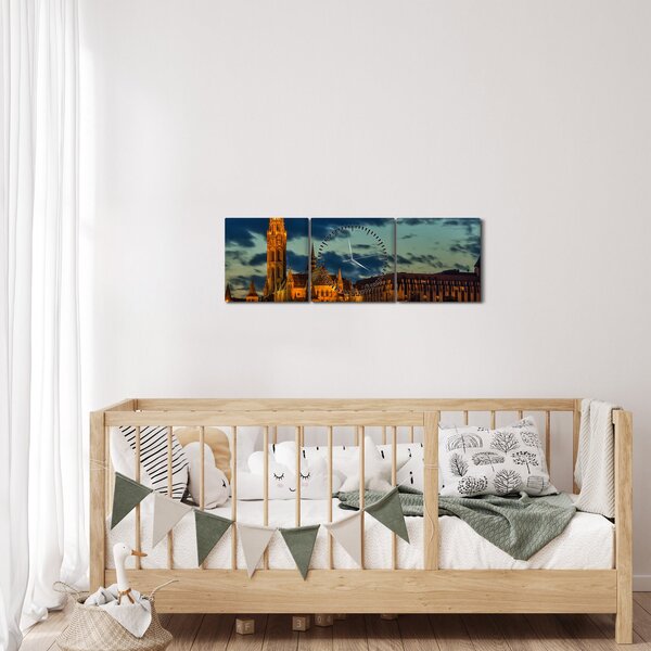 Tablou cu construcție iluminată (cu ceas) (90x30 cm)