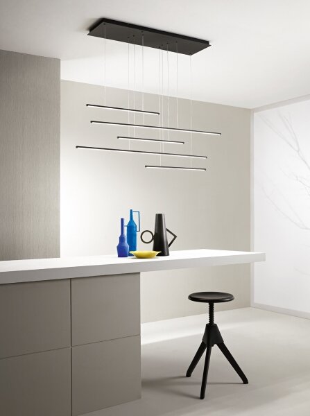 Ondaluce - Lustră LED dimerizabilă suspendată pe cablu GENIUS LED/72W/230V, neagră