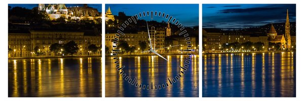 Tablou orașului nocturn (cu ceas) (90x30 cm)