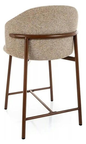 Scaun bar OSAKA H-2, bej/nuc, stofă/metal, 54x43x88 cm