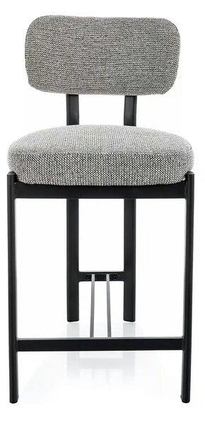 Scaun bar MISAKI H-2, gri/negru, stofă/metal, 45x44x92 cm