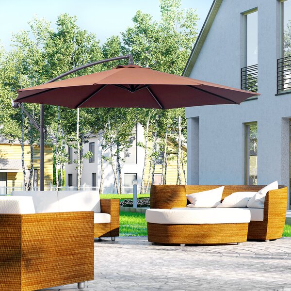 Outsunny Umbrelă de Soare Suspendată, Înclinabilă, Cadru din Metal și Poliester, 295x295x255 cm, Nuanță Cafea | Aosom Romania