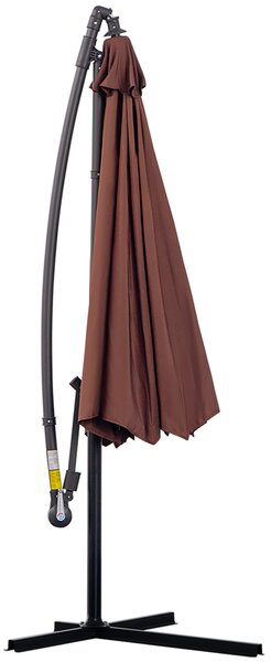 Outsunny Umbrelă de Soare Suspendată, Înclinabilă, Cadru din Metal și Poliester, 295x295x255 cm, Nuanță Cafea | Aosom Romania