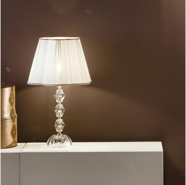 Ondaluce - Lampă de masă din cristal BRIGIDA, 1xE27/15W/230V, crem/transparentă