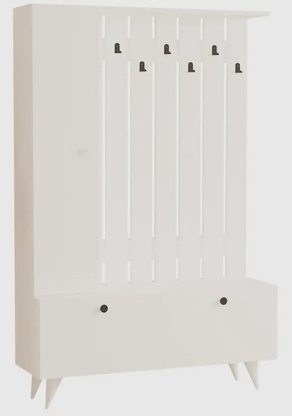 Cuier hol cu pantofar Sidney culoare alb 170 cm
