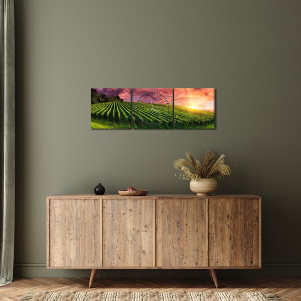Tablou cu vie cu cerul color (cu ceas) (90x30 cm)