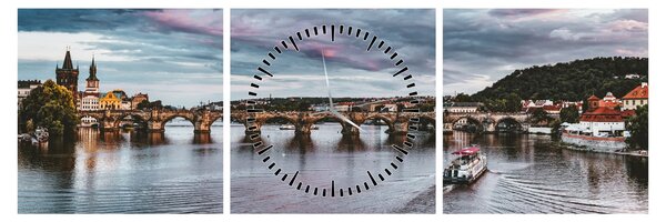 Tablou cu Vltava (cu ceas) (90x30 cm)