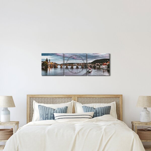 Tablou cu Vltava (cu ceas) (90x30 cm)
