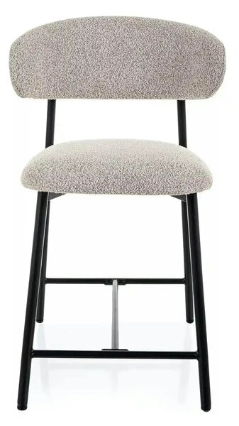 Scaun bar ELTON H-2, bej/negru, stofă/metal, 43x45x91 cm