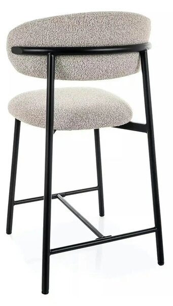 Scaun bar ELTON H-2, bej/negru, stofă/metal, 43x45x91 cm