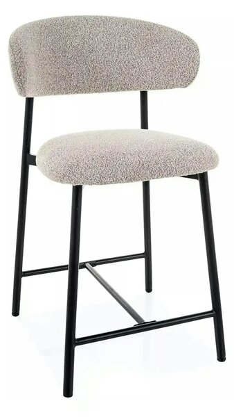 Scaun bar ELTON H-2, bej/negru, stofă/metal, 43x45x91 cm
