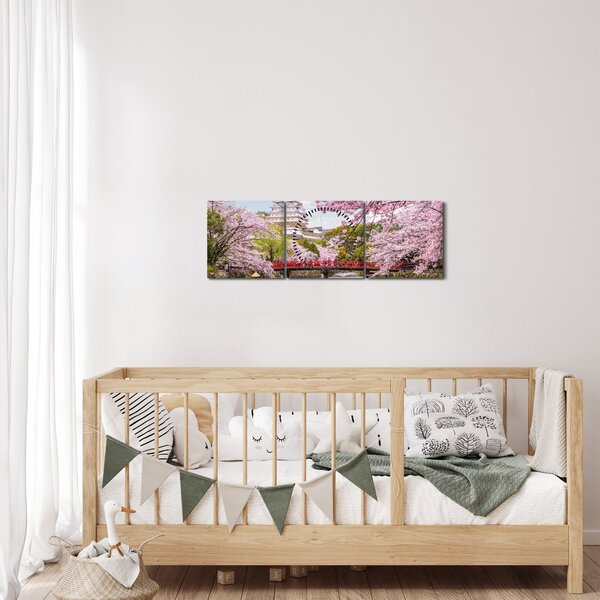 Tablou cu cireș japonez (cu ceas) (90x30 cm)