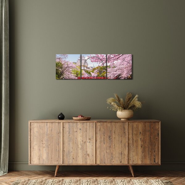 Tablou cu cireș japonez (cu ceas) (90x30 cm)