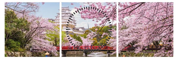 Tablou cu cireș japonez (cu ceas) (90x30 cm)