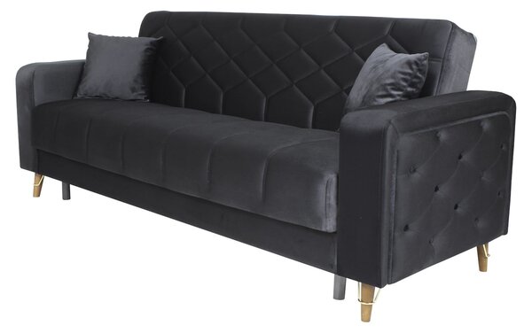 Canapea extensibilă Lisa Negru 25 cu 3 locuri