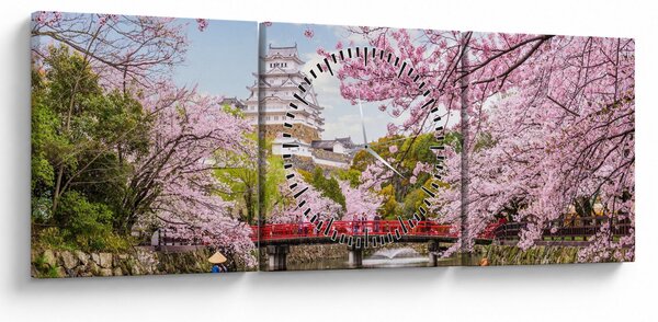 Tablou cu cireș japonez (cu ceas) (90x30 cm)
