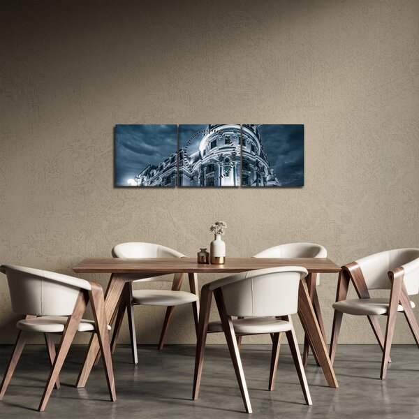 Tablou cu arhitectură în întuneric (cu ceas) (90x30 cm)