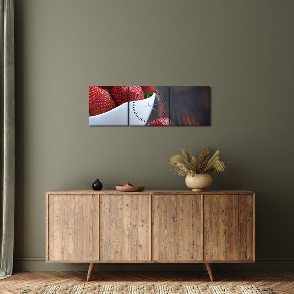 Tablou cu cășune (cu ceas) (90x30 cm)