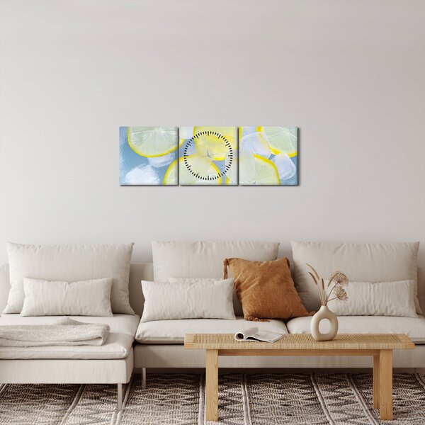 Tablou cu lămâie în gheață (cu ceas) (90x30 cm)