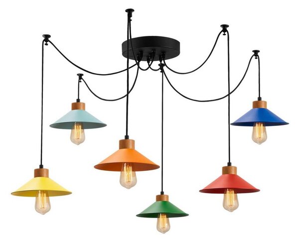 Candelabru suspendat pe cablu MANAVGAT 6xE27/40W/230V, model păianjen, multicolor