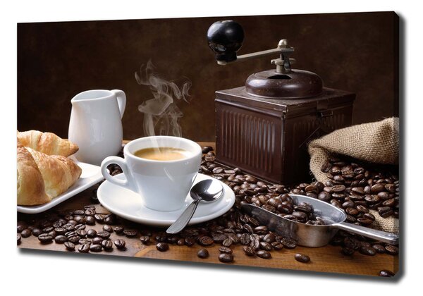 Tablou pe pânză Cornuri și cafea