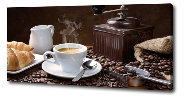 Tablou pe pânză Cornuri și cafea