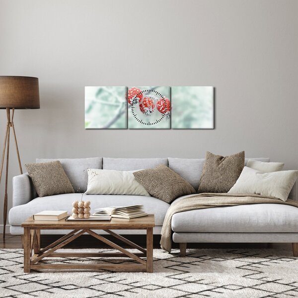 Tablou cu măcieșe înghețate (cu ceas) (90x30 cm)