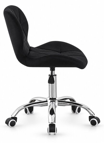 Scaun de birou tapitat, rotativ, stil scandinav, reglare inaltime 72-84 cm, latime 47.5 cm, catifea neagra