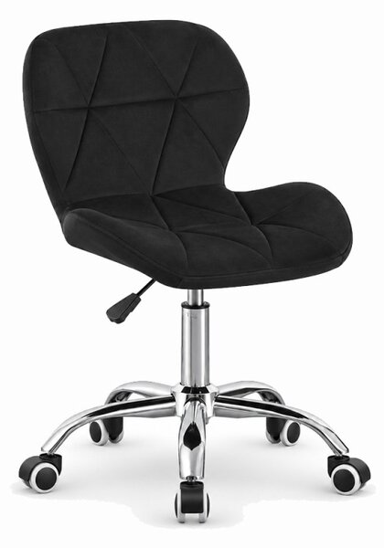Scaun de birou tapitat, rotativ, stil scandinav, reglare inaltime 72-84 cm, latime 47.5 cm, catifea neagra