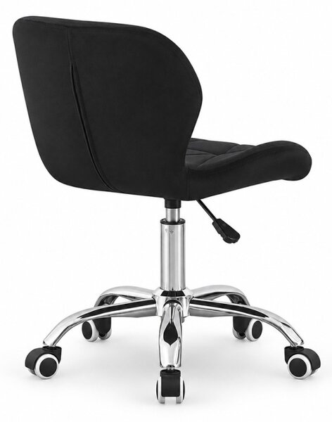 Scaun de birou tapitat, rotativ, stil scandinav, reglare inaltime 72-84 cm, latime 47.5 cm, catifea neagra