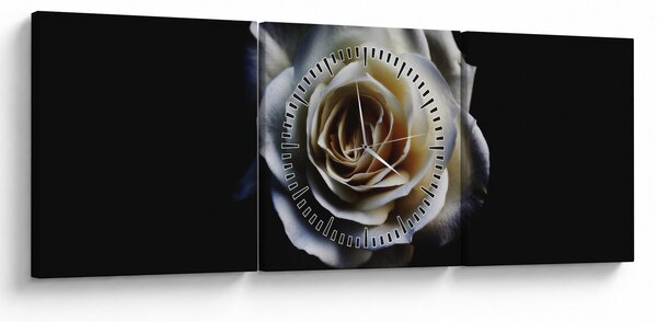 Tablou cu trandafir alb (cu ceas) (90x30 cm)