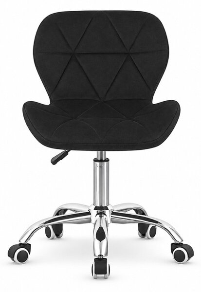 Scaun de birou tapitat, rotativ, stil scandinav, reglare inaltime 72-84 cm, latime 47.5 cm, catifea neagra