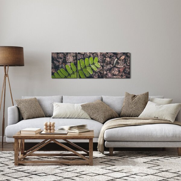 Tablou cu planta verde (cu ceas) (90x30 cm)