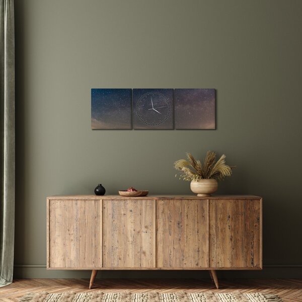 Tablou cu cerul nocturn (cu ceas) (90x30 cm)