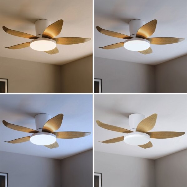 Brilagi - Ventilator de tavan LED dimabil/32W/230V, 95 cm, alb/maro + telecomandă