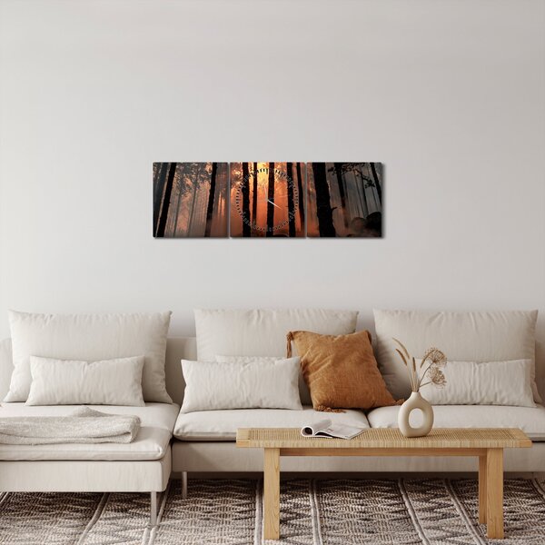 Tablou cu pădure întunecată (cu ceas) (90x30 cm)