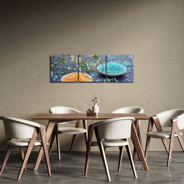 Tablou cu sarea de mare colorată (cu ceas) (90x30 cm)