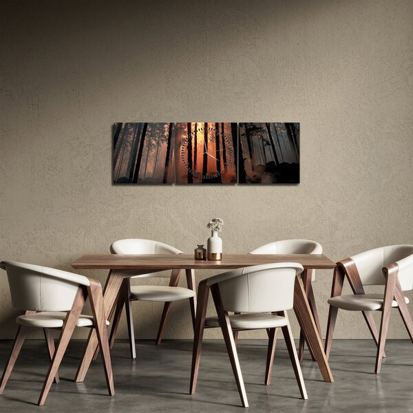 Tablou cu pădure întunecată (cu ceas) (90x30 cm)