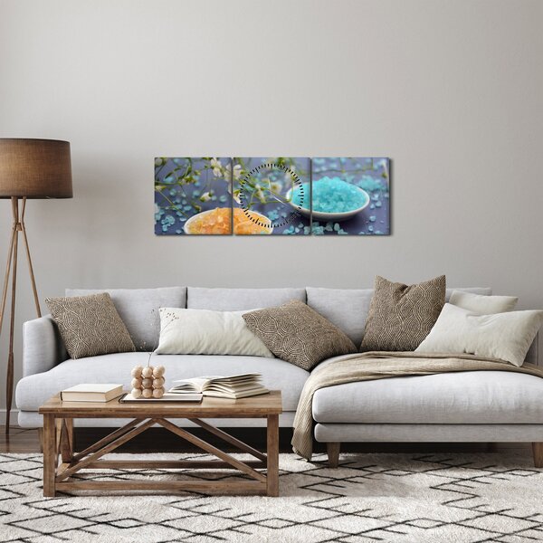 Tablou cu sarea de mare colorată (cu ceas) (90x30 cm)