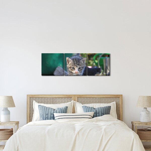 Tablou cu pisicuțe (cu ceas) (90x30 cm)