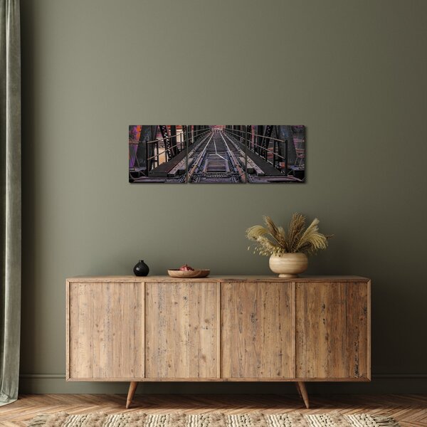 Tablou cu pod de cale ferată (cu ceas) (90x30 cm)