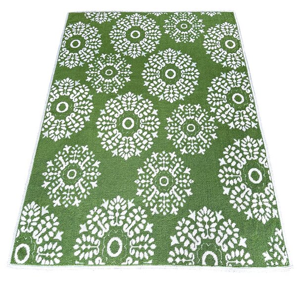 Covor tesut din Bumbac, verde, 80x200 cm, CBB605