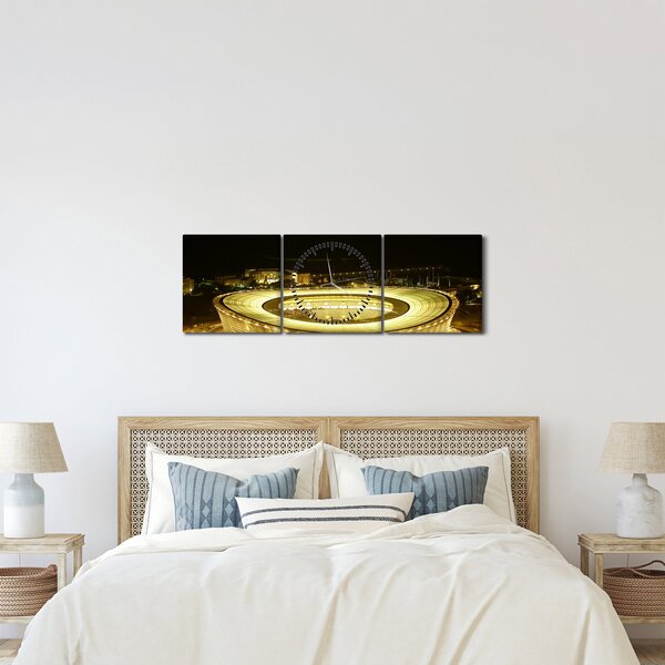 Tablou - stadion de fotbal (cu ceas) (90x30 cm)