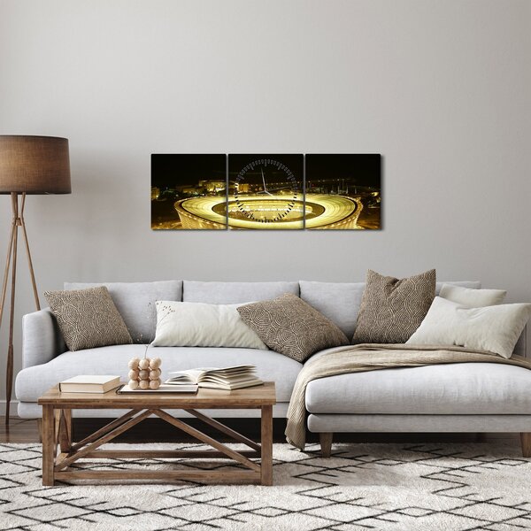 Tablou - stadion de fotbal (cu ceas) (90x30 cm)