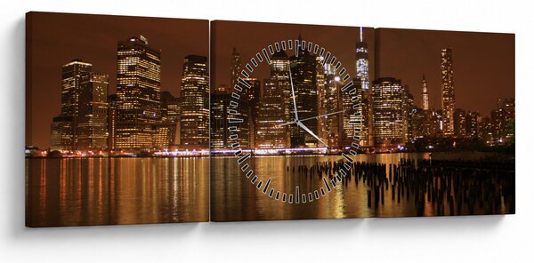 Tablou orașului nocturn (cu ceas) (90x30 cm)