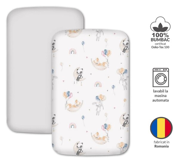 Set 2 cearceafuri din bumbac cu elastic roata pentru patut cosleeper 90x50 cm Kidizi, Sweet Dreams