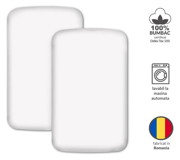 Set 2 cearceafuri din bumbac cu elastic roata pentru patut cosleeper 90x50 cm Kidizi, Gri deschis