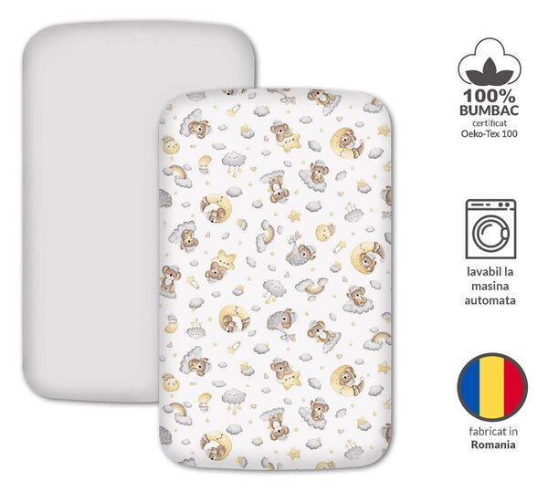 Set 2 cearceafuri din bumbac cu elastic roata pentru patut cosleeper 90x50 cm Kidizi, Koala Dreams