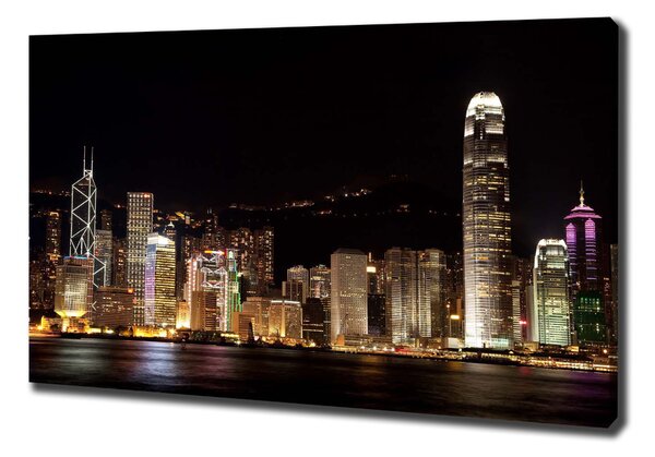Tablou canvas Hong Kong pe timp de noapte