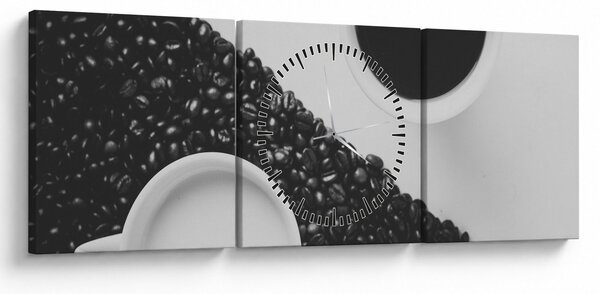 Tablou cu cafea (cu ceas) (90x30 cm)